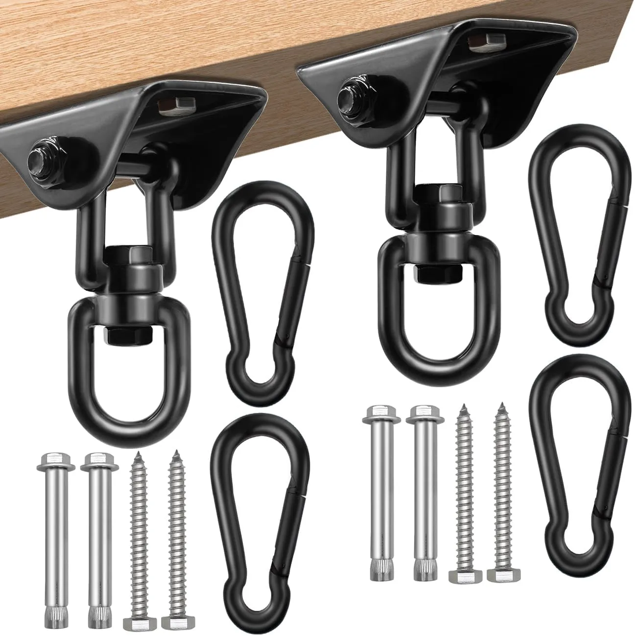Porch Swing Hanging Kits-Hammock Hanging Kit 360°Rotating 1200 lb Capacity-Heavy Duty Hooks Hanging Chair Hardware Hangers for Yoga, Punching Bags, Egg Chair (2 Pack)