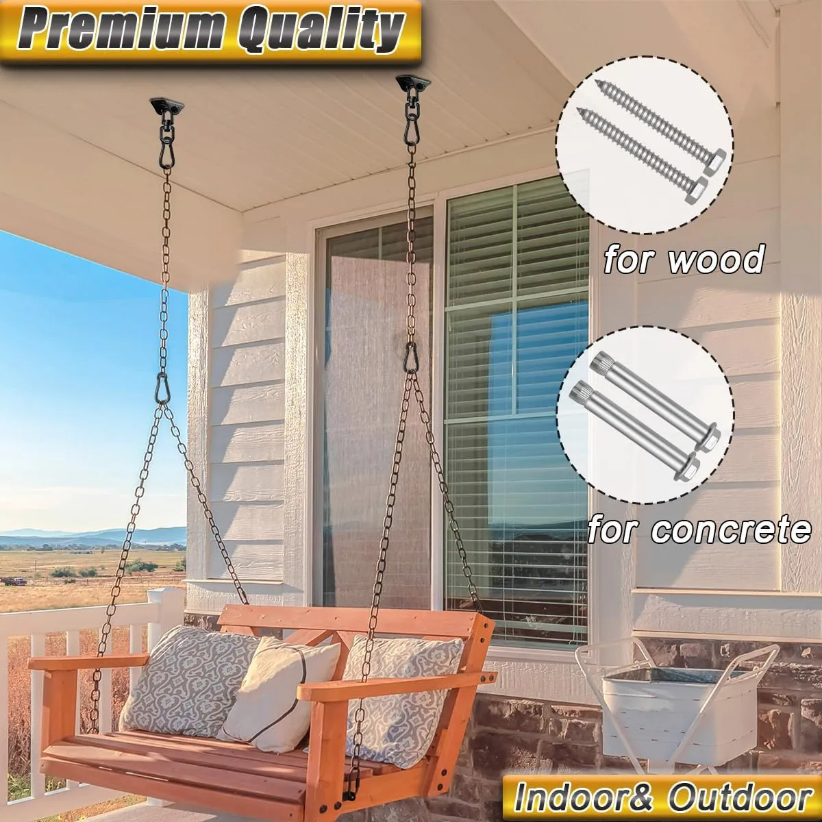 Porch Swing Hanging Kits-Hammock Hanging Kit 360°Rotating 1200 lb Capacity-Heavy Duty Hooks Hanging Chair Hardware Hangers for Yoga, Punching Bags, Egg Chair (2 Pack)