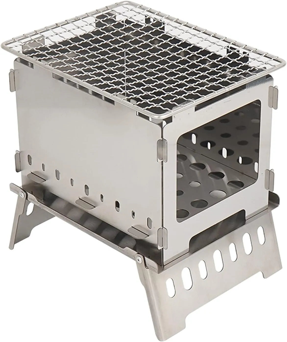 Portable BBQ Grill Mini Grill Folding Camp Stove Stainless Steel BBQ Grill ?Small Portable Backpacking Stove for Hiking Camping Survival BBQ Grill Utensils for Barbecue