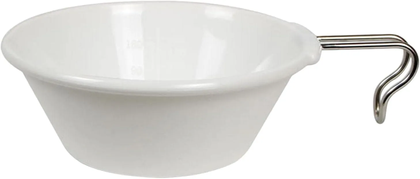 Portable Camping Bowl PBT Bowl with Stainless Steel Handle Tableware Cooking Outdoor Cookware for Picnic, Beach, Kitchen, Trekking, Hiking, White