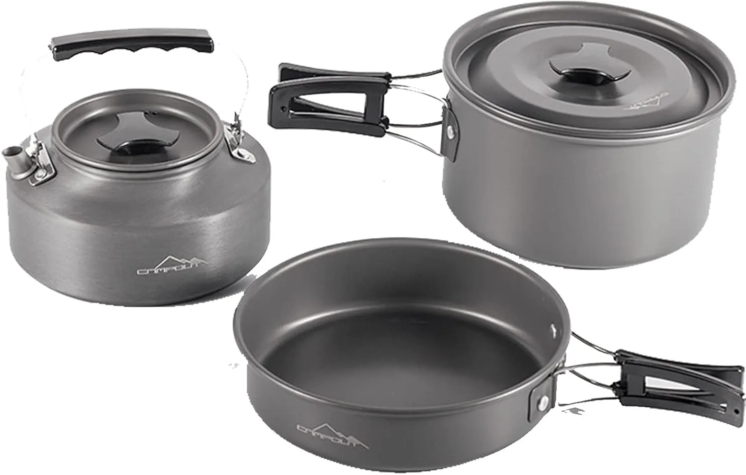 Portable Camping Cookware Kit 6 Pcs, Aluminum Lightweight Folding Camping Pots and Pans Set for 1-3 Person,Backpacking Hiking Picnic Fishing Cooking Set