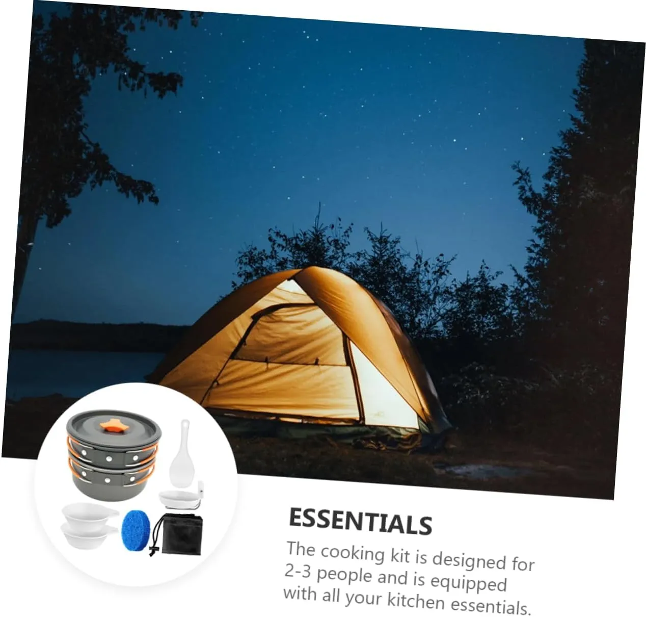 Portable Camping Cookware Non Stick Anodized Cooking Tools with Design for Picnics Backing and Outdoor