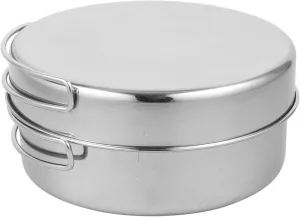 Portable Camping Cookware Set Bowl Pot Pan Plate Stainless Steel Outdoor Cooking Kit for 2-3 People for Camping Hiking and Outdoor Activities