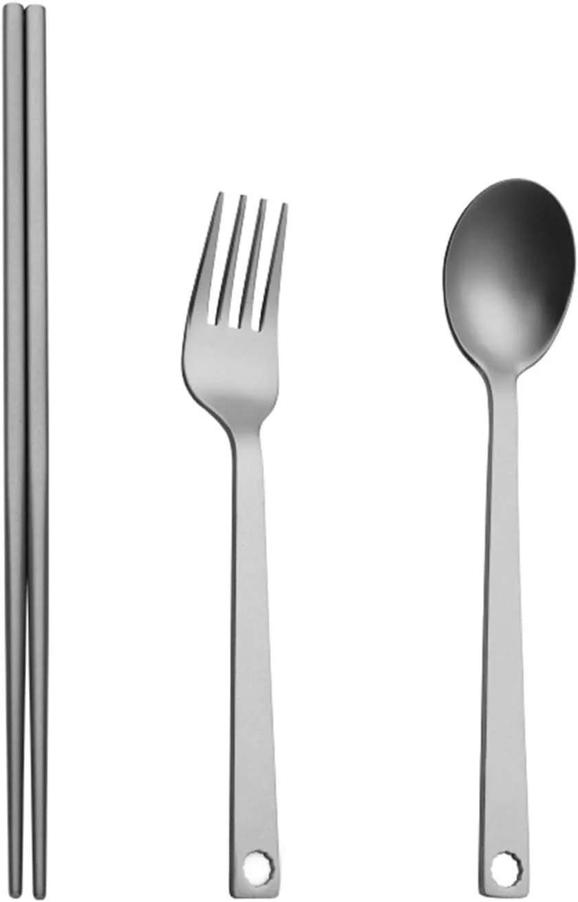 Portable Camping Cutlery Set Outdoor Metal Tableware Fork Spoon Chopstick Travel Utensils for Outdoor Picnics Dining
