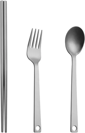 Portable Camping Cutlery Set Outdoor Metal Tableware Fork Spoon Chopstick Travel Utensils for Outdoor Picnics Dining