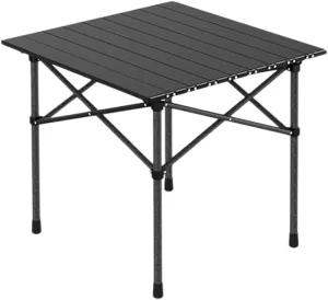 Portable Camping Table, Ultralight Aluminum Folding Table with Carry Bag, Perfect for Picnic, Beach, Travel, BBQ, and Outdoor Cooking Black 50×53×50cm/19.7×20.9×19.7in