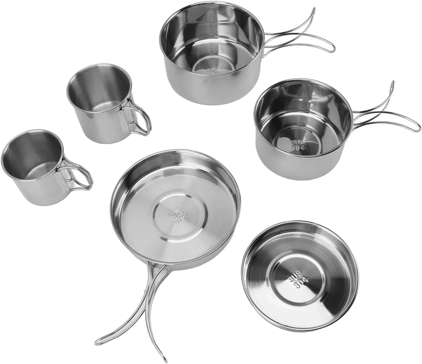 Portable Cookware Set, Easy to Efficient Cooking 6PCS Rapid Heating Camping Kitchenware for Picnic for Outdoor