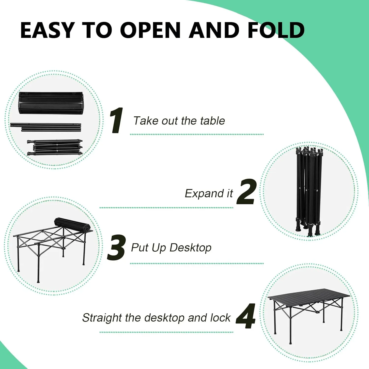 Portable Folding Camping Table, Roll-Up Aluminum Table with Carry Bag, Lightweight Design for Beach, Travel, and Outdoor Adventures Light Yellow 50×53×50cm/19.7×20.9×19.7in