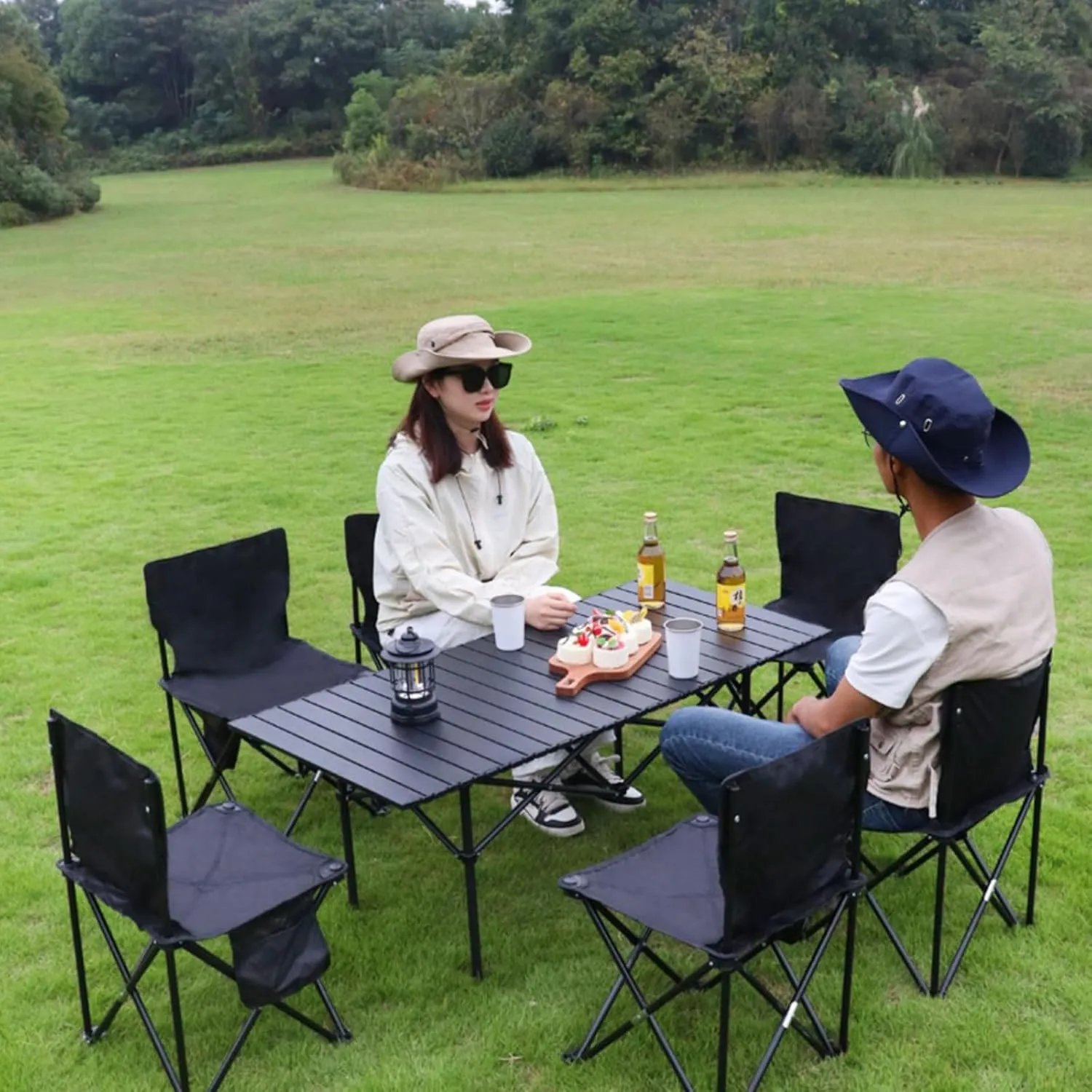 Portable Folding Camping Table, Roll-Up Aluminum Table with Carry Bag, Lightweight Design for Beach, Travel, and Outdoor Adventures Light Yellow 50×53×50cm/19.7×20.9×19.7in