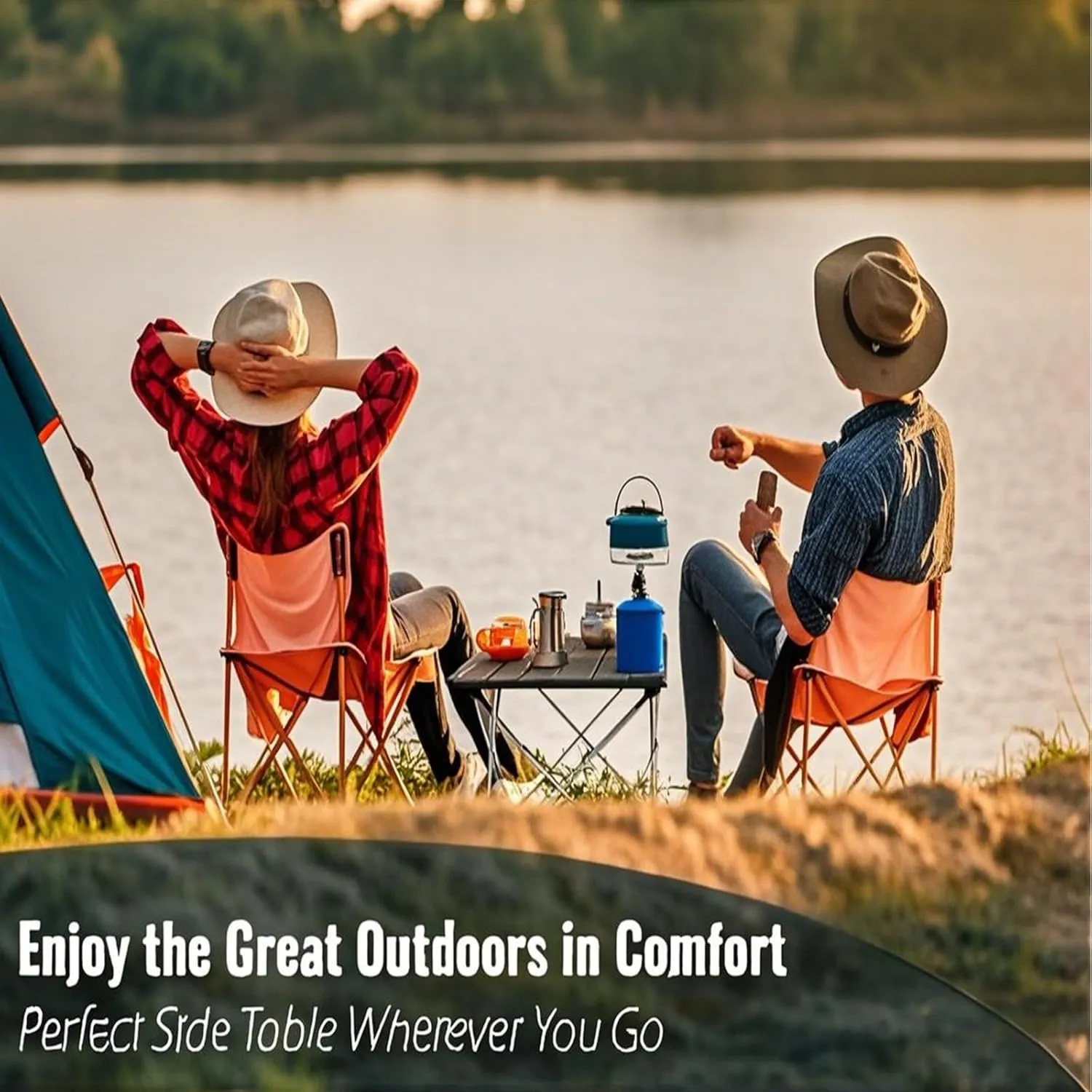 Portable Folding Camping Table, Roll-Up Aluminum Table with Carry Bag, Lightweight Design for Beach, Travel, and Outdoor Adventures Wood Color 50×53×50cm/19.7×20.9×19.7in