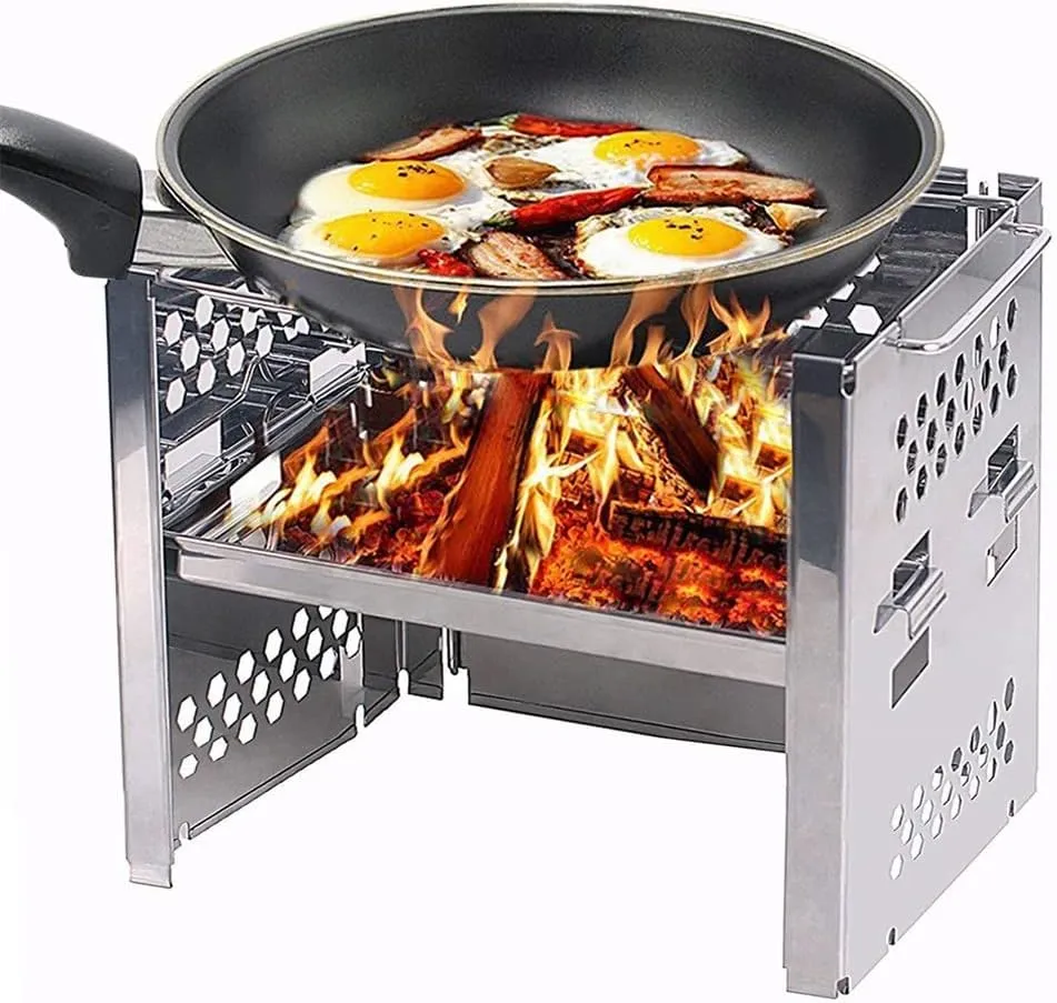 Portable Folding Grill, Stainless Steel Camping Stove, Multi-fuel Camping Grill, Outdoor Cooking Equipment, Quick Assembly Grill (D)