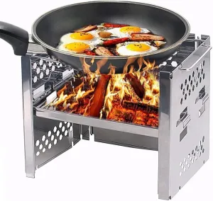 Portable Folding Grill, Stainless Steel Camping Stove, Multi-fuel Camping Grill, Outdoor Cooking Equipment, Quick Assembly Grill (D)