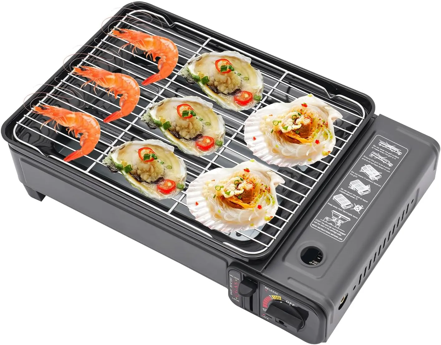 Portable Gas Grill Stove, Camping Butane Gas Stove Butane Grill Stove, Free Standing Bbq Grill, Grilling Tool with Case, Suitable for Outdoor Cooking, Hiking Trips, Backpacking (16.34*11.02*4.33in)