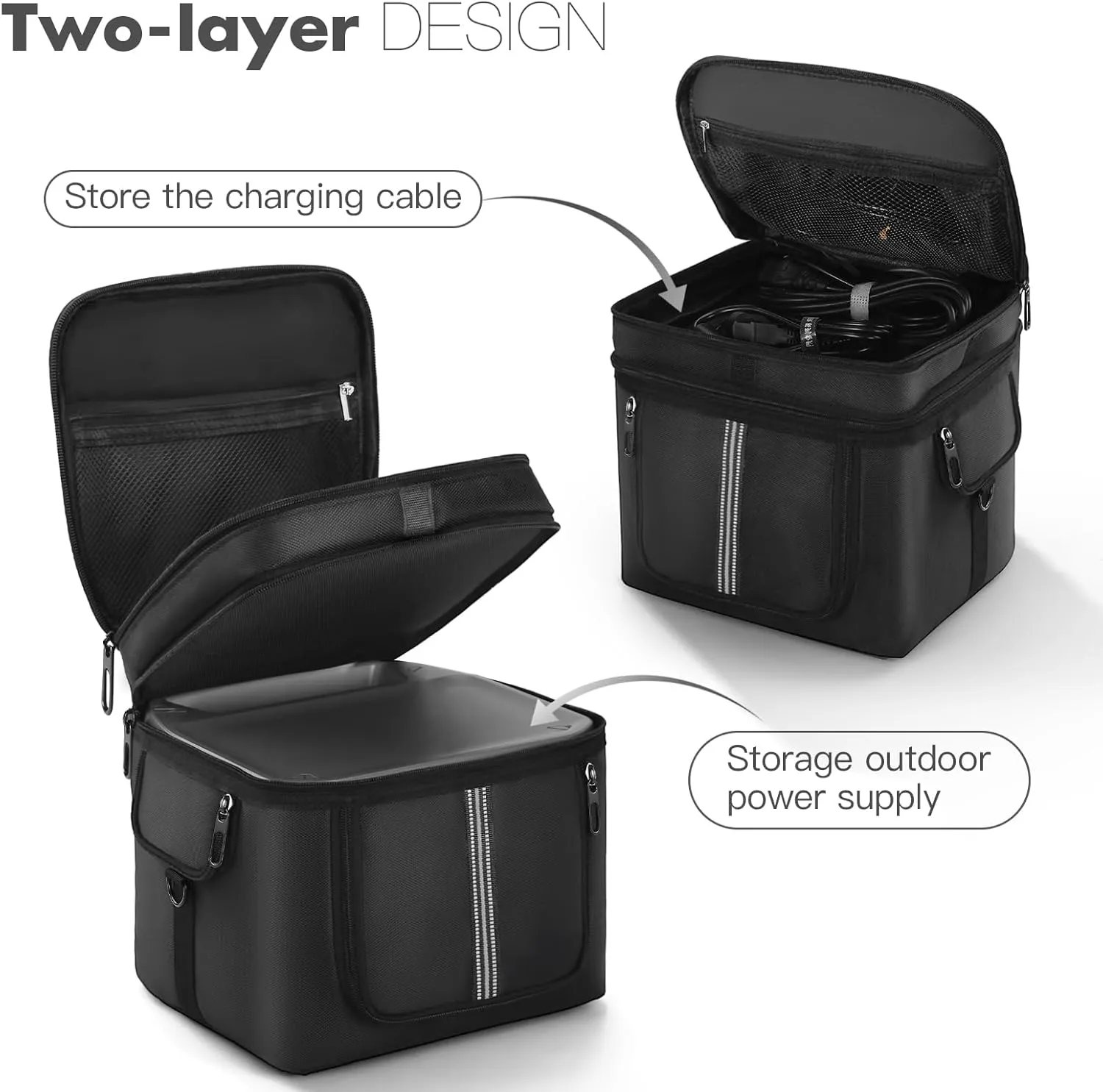 Portable Power Station Carrying Case Bag Compatible with For RIVER 2 Max 500 Power Station Generator Protective Shoulder Storage Bag Cover with Pocket for Outdoor Travel Camping Charging