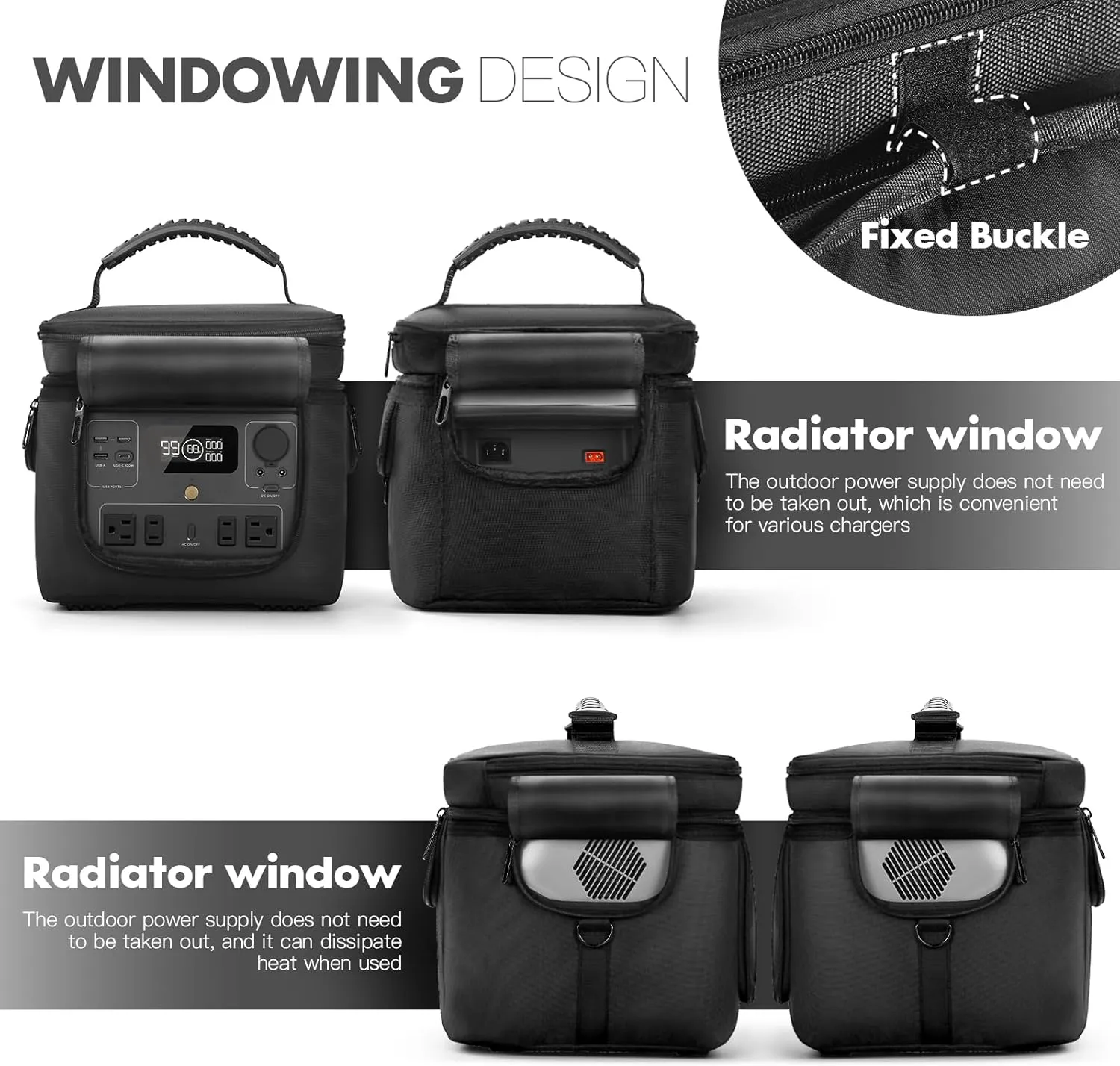 Portable Power Station Carrying Case Bag Compatible with For RIVER 2 Max 500 Power Station Generator Protective Shoulder Storage Bag Cover with Pocket for Outdoor Travel Camping Charging