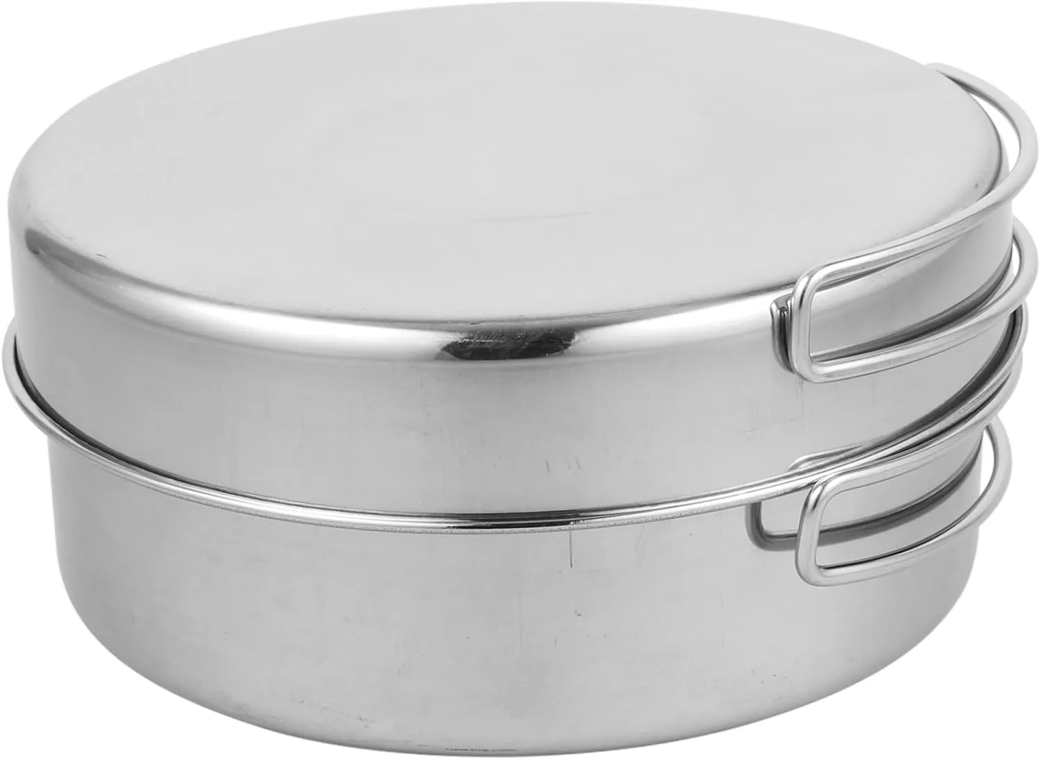 Portable Stainless Steel Camping Cookware Person Kit Stew Pot Pan Bowl Plate for Hiking Picnics