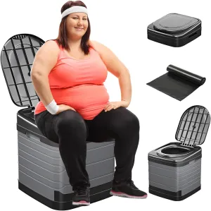 Portable Toilet for Adults Camping, 17.3x16x17 In-Large Portable Foldable Toilet with 20pc-35.4x31.5in Garbage Bag, Perfect for Camping, Hiking, Fishing, Travel, Long Trips, Beach, RV, Outdoor