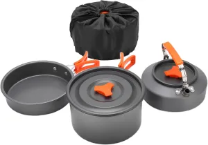 Pot with Tableware Combination, Antislip Non Stick Coating Easy to Clean Camping Cookware Set