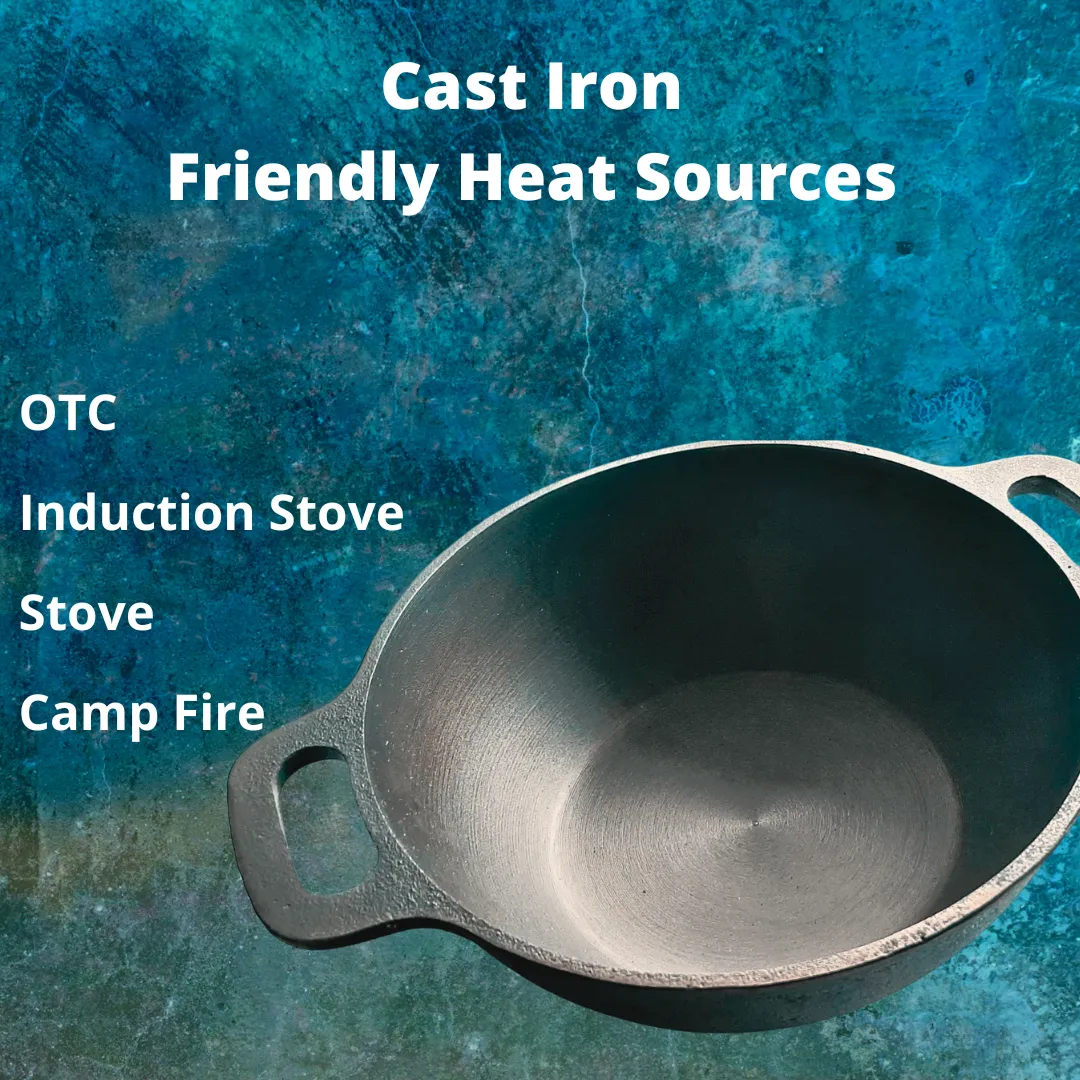 Pre-Seasoned Cast Iron Deep Kadai (10 Inches)