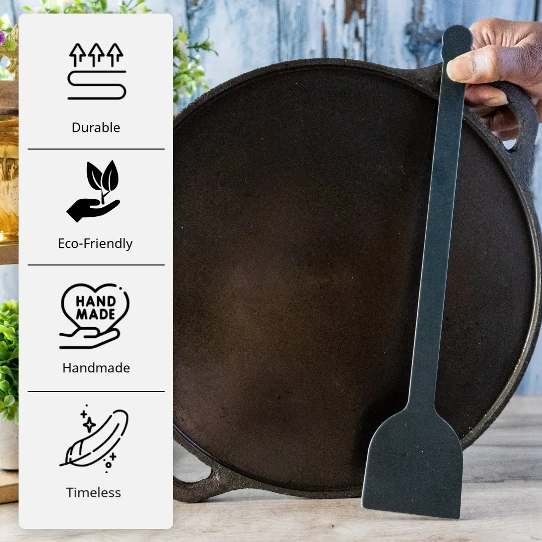 Pre-Seasoned Cast Iron Dosa Tawa, 12 Inches, Black