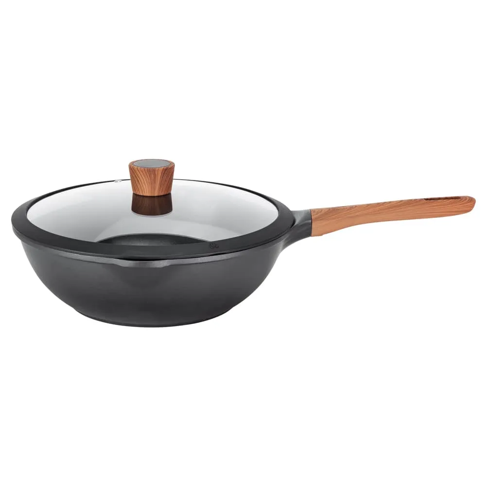 Premium Non-Stick Diamond Earth™ Wok   Glass Lid - 30cm