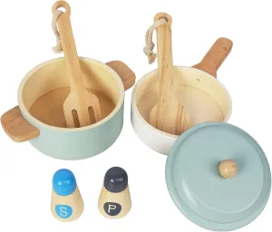 Premium Toddler Play Kitchen Toys, Wooden Kitchen Utensils, Accessories for Pretend Play Kitchen Set, Montessori Learning Toy, Pretend Cooking Playset, Gift for 3 