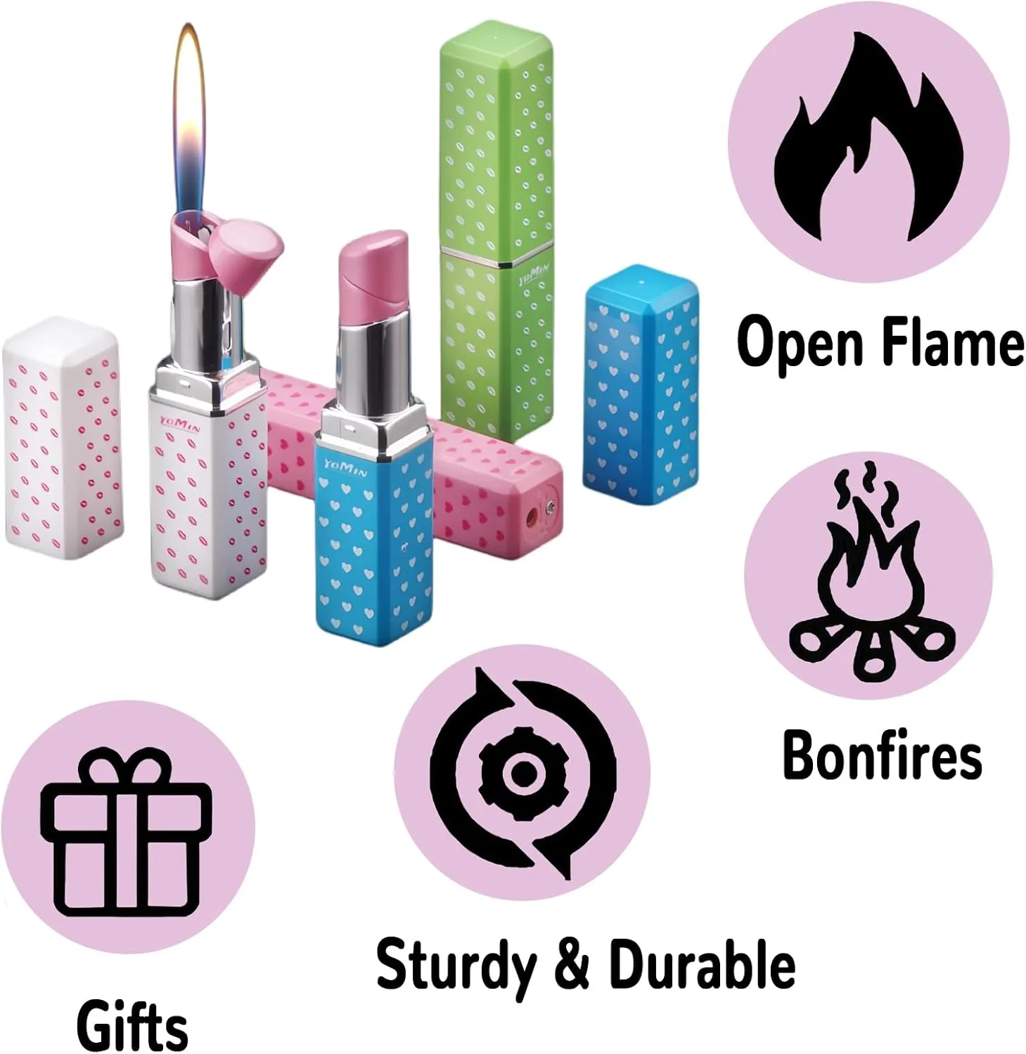 Pretty Cute Lighter Butane, Carving Soft Flame Lighter, Unique for Women Candles Gifts Camping BBQ (No Butane Fule) (01#)