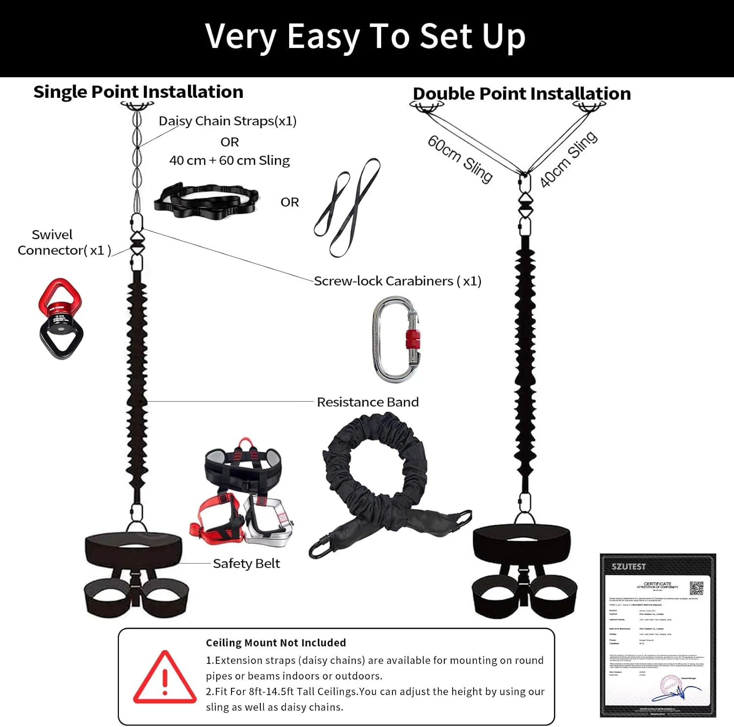 PRIOR FITNESS Bungee Fitness Set Yoga Bungee Cord Rope Resistance Air Dance Rope Exercise Fitness Home Gym Professional Training Equipment