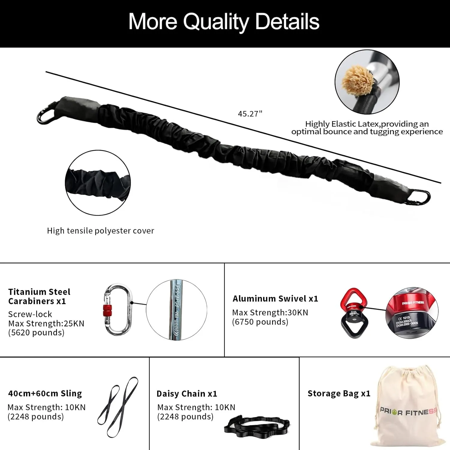 PRIOR FITNESS Bungee Fitness Set Yoga Bungee Cord Rope Resistance Air Dance Rope Exercise Fitness Home Gym Professional Training Equipment