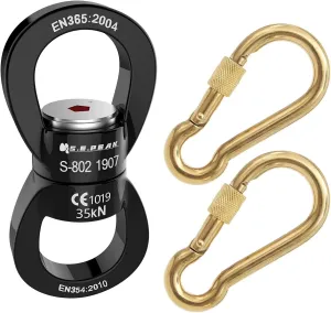 PROND 35kN Safest Rotational Device with Locking Carabiners, 316 Stainless Steel Heavy Duty Screw Lock Carabiner Hooks, Swing Swivel, Swing Spinner, Carabiner Swivel