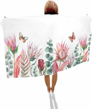 Quick-Drying Microfiber Beach Towel, Floral Soft Absorbent Bath Shower Towels, Farmhouse Tropical Plants Lightweight Portable Towel/Blanket for Travel/Swimming Pool/Camping/Yoga/Gym，35x70 Inch
