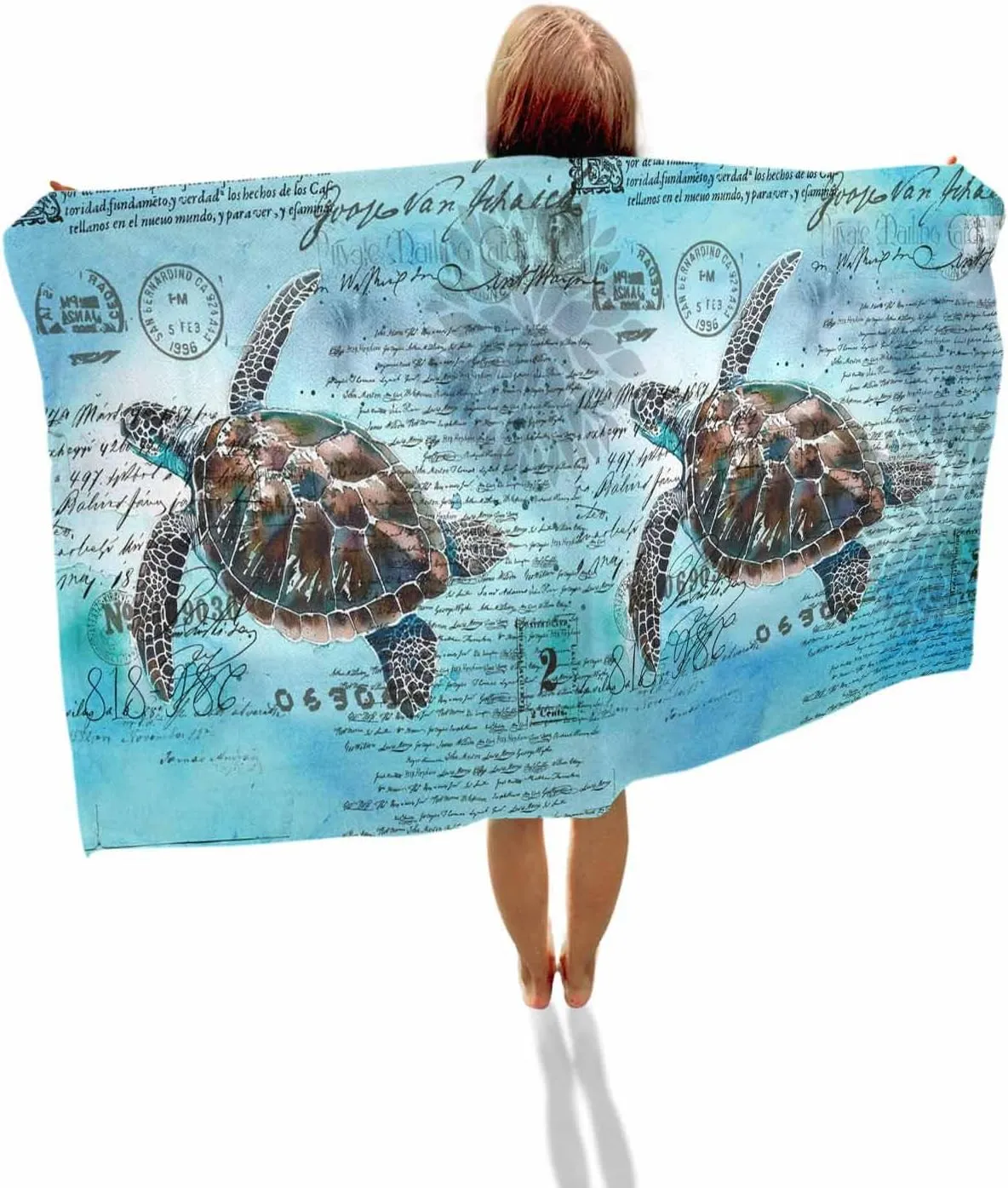 Quick-Drying Microfiber Beach Towel, Nautical Coastal Soft Absorbent Bath Shower Towels, Beach Sea Turtle Lightweight Portable Towel/Blanket for Travel/Swimming Pool/Camping/Yoga/Gym，35x70 Inch