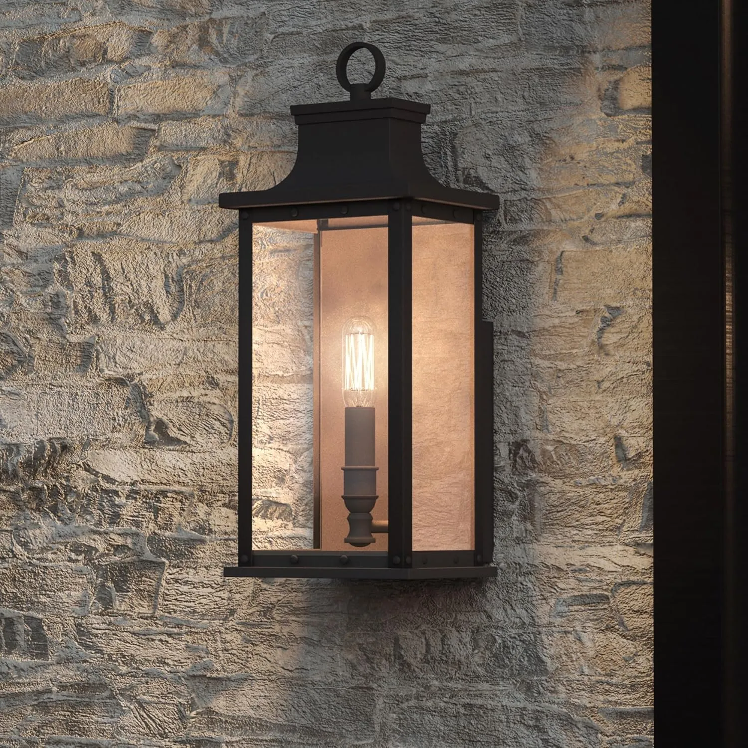 Quoizel Coastal Armour ABY8407OZ Abernathy Industrial Showcase Classic Design Small Outdoor Wall Lantern, 1-Light 60 Watt, 16" H x 7" W, Old Bronze