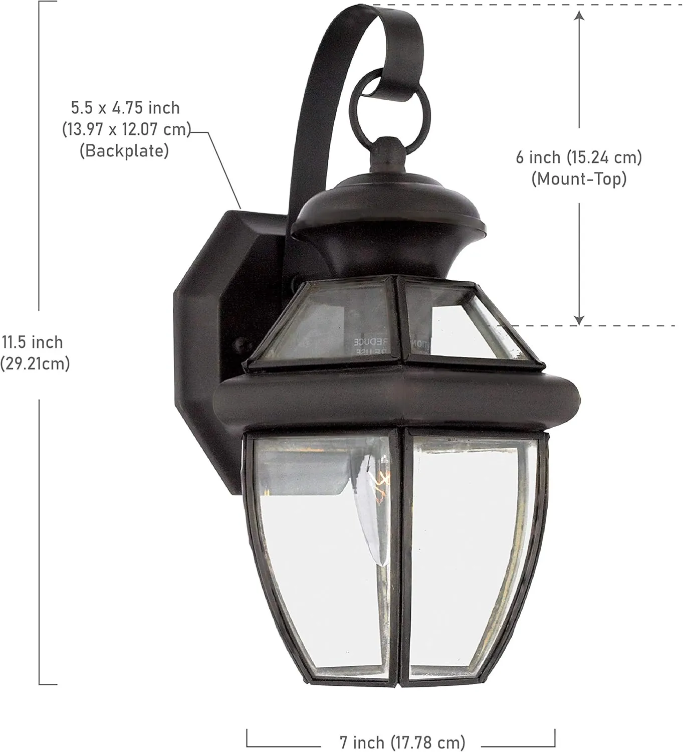 Quoizel Newbury Outdoor Wall Lantern, 12 Inch 1-Light Medici Bronze Wall Sconce, French Country Exterior Wall Lantern Fixture, E26 Base, Clear Glass, Outside Lights for Patio, Porch, Garage or Yard