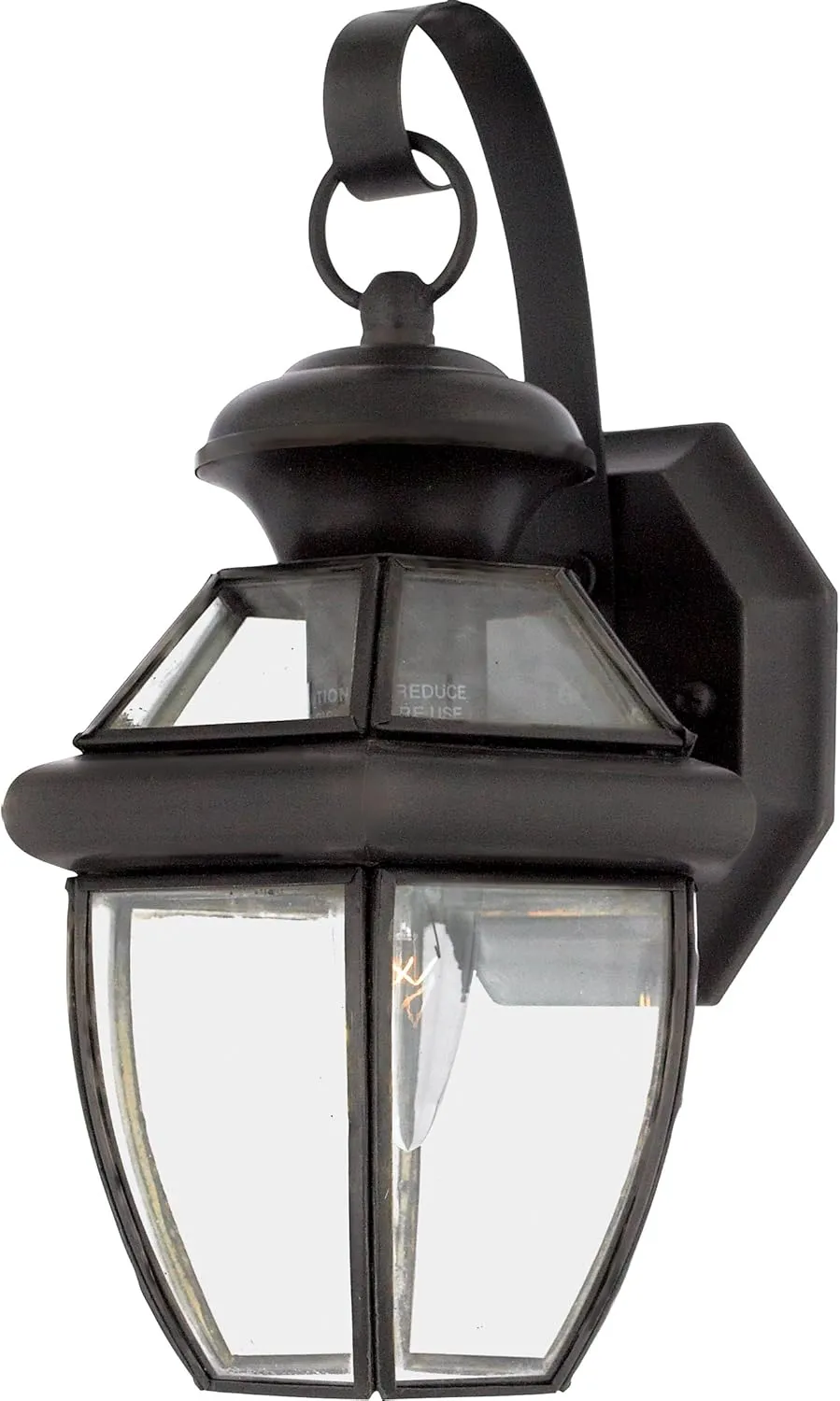Quoizel Newbury Outdoor Wall Lantern, 12 Inch 1-Light Medici Bronze Wall Sconce, French Country Exterior Wall Lantern Fixture, E26 Base, Clear Glass, Outside Lights for Patio, Porch, Garage or Yard