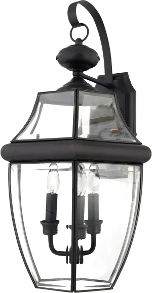 Quoizel NY8318Z Newbury Outdoor Wall Lantern Wall Mount Lighting, 3-Light 180 Total Watts, 23" H x 12" W, Medici Bronze