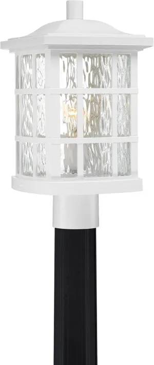 Quoizel Stonington Post Lantern, Coastal Armour 16.5 Inch 1-Light Matte White Vintage Decorative Outside Light for Patio, Porch, Fences, Garden, Pool, Entryway or Driveway