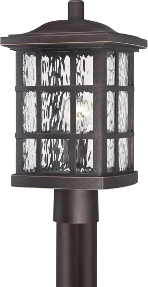 Quoizel Stonington Post Lantern, Coastal Armour 16.5 Inch 1-Light Palladian Bronze Vintage Decorative Outside Light for Patio, Porch, Fences, Garden, Pool, Entryway or Driveway