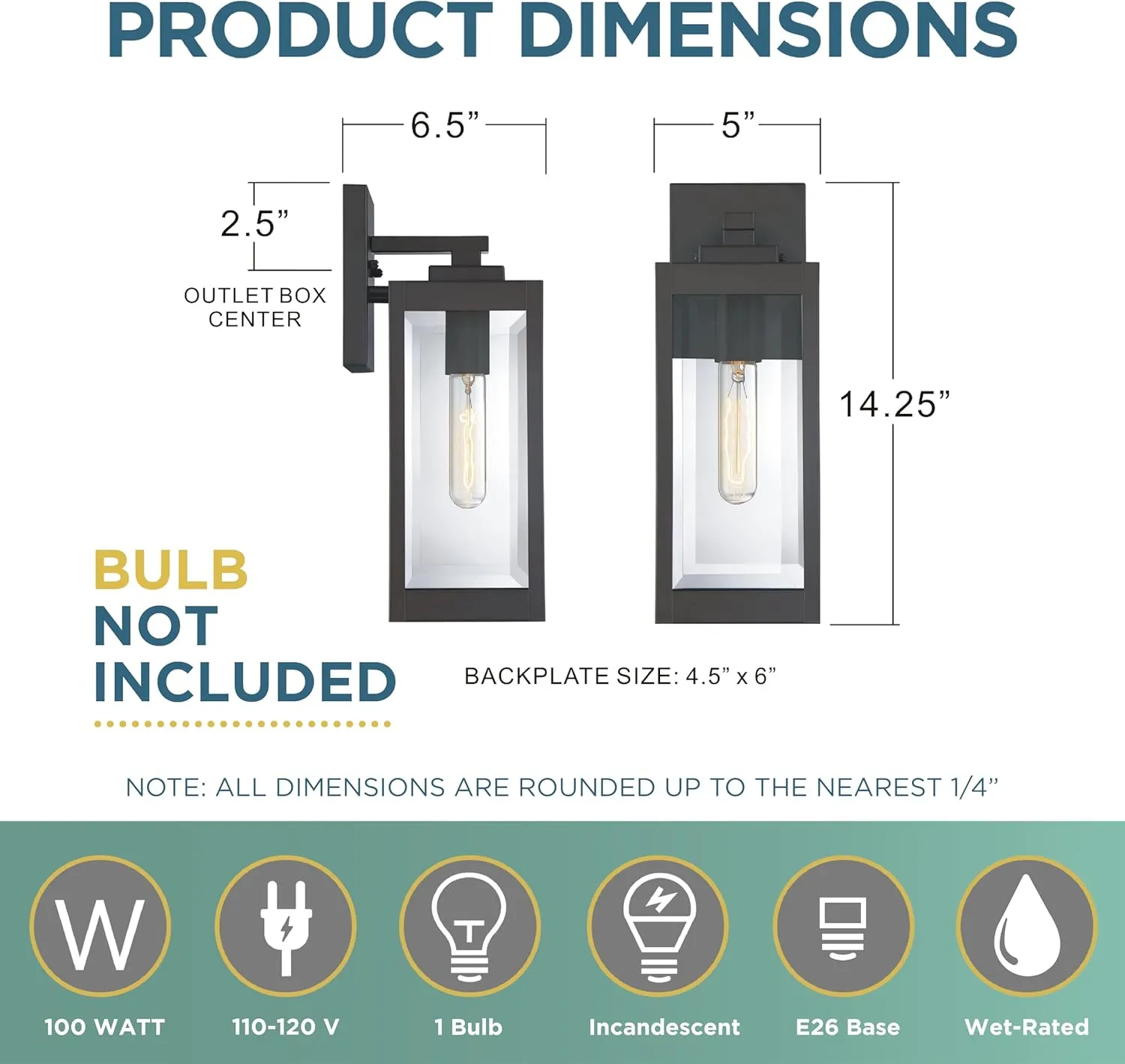 Quoizel Westover Modern Wall Sconce, 14.25 Inch Western Bronze 1-Light Outdoor Light Fixture, Clear Beveled Glass Wall Lantern, 100 W, Industrial Design Wall Light for Porch, Patio, Gazebo or Yard