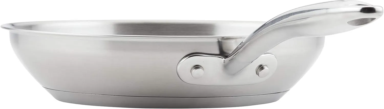 Rachael Ray Professional Stainless Steel, Compatible with All Cooktops, Induction Ready, Dishwasher and Metal Utensil Safe, 10-Inch Frying Pan