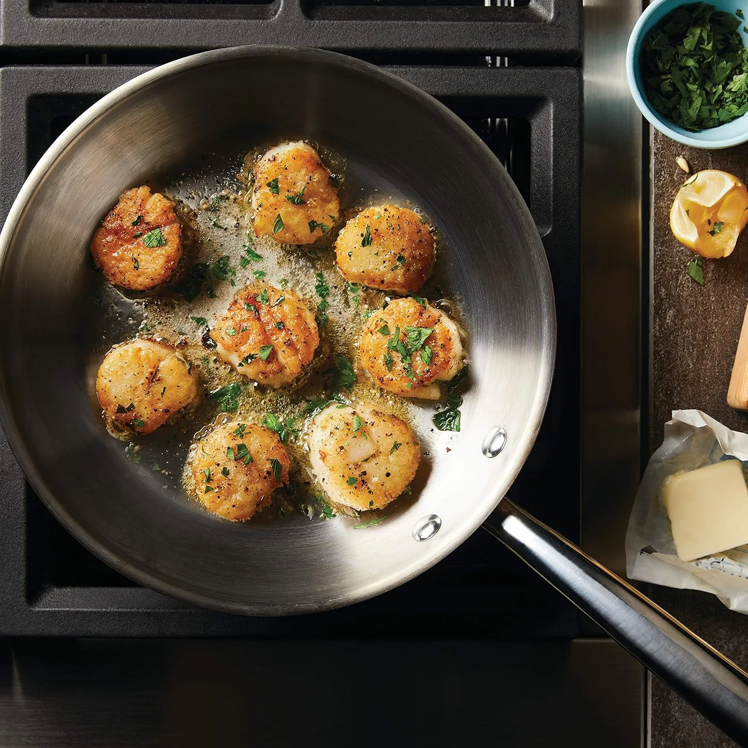 Rachael Ray Professional Stainless Steel, Compatible with All Cooktops, Induction Ready, Dishwasher and Metal Utensil Safe, 10-Inch Frying Pan