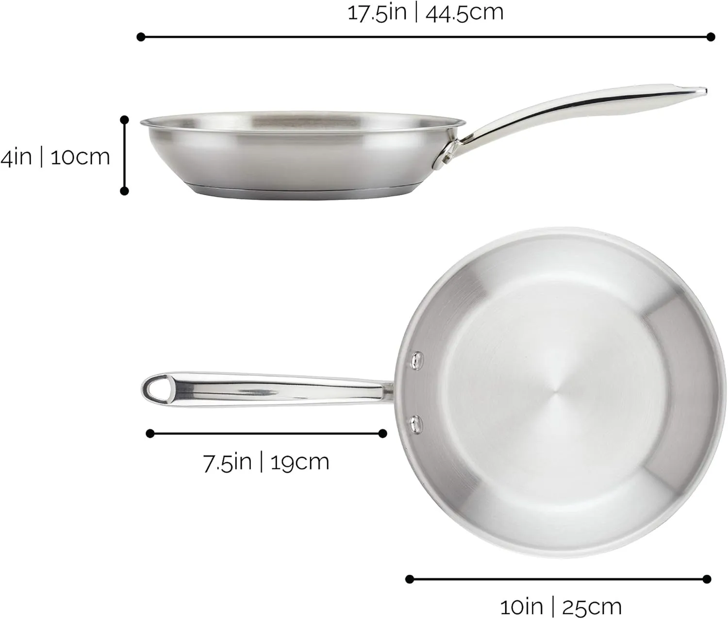 Rachael Ray Professional Stainless Steel, Compatible with All Cooktops, Induction Ready, Dishwasher and Metal Utensil Safe, 10-Inch Frying Pan