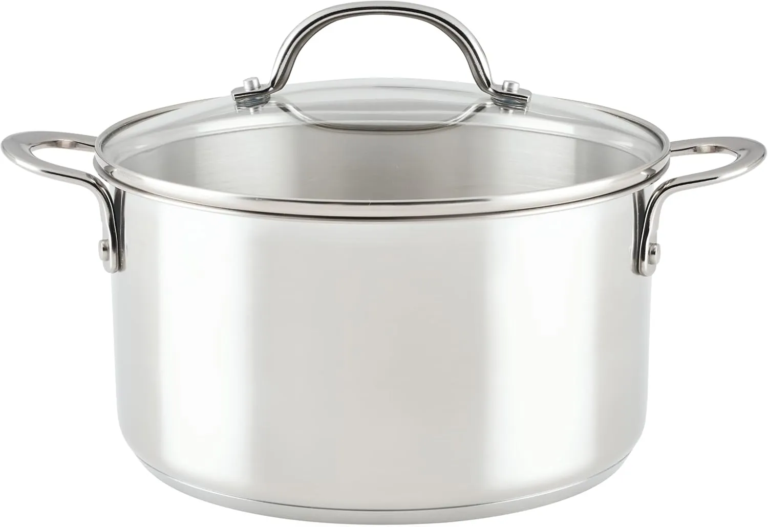 Rachael Ray Professional Stainless Steel Stockpot with Lid, Compatible with All Cooktops, Induction Ready, Dishwasher Safe, 6 Quart Stock Pot - Stainless Steel