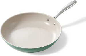 Redchef Nonstick Frying Pan Skillet, Ceramic Non-Stick Saute Pans, 11 inch Cooking Fry Pan with Stay Cool Handle, All Stovetops (Gas, Electric & Induction), Dishwasher/Oven Safe, PFAS-Free (Green)