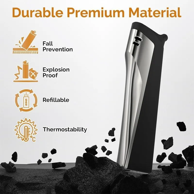 Refillable Butane Lighter - Adjustable Soft Flame Portable Lighter, Metal Cap Pocket Lighter Reusable Retro Lighter, Kitchen Outdoor Camping and More (Fuel Not Included)(Color:Red)