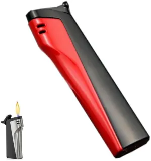 Refillable Butane Lighter - Adjustable Soft Flame Portable Lighter, Metal Cap Pocket Lighter Reusable Retro Lighter, Kitchen Outdoor Camping and More (Fuel Not Included)(Color:Red)