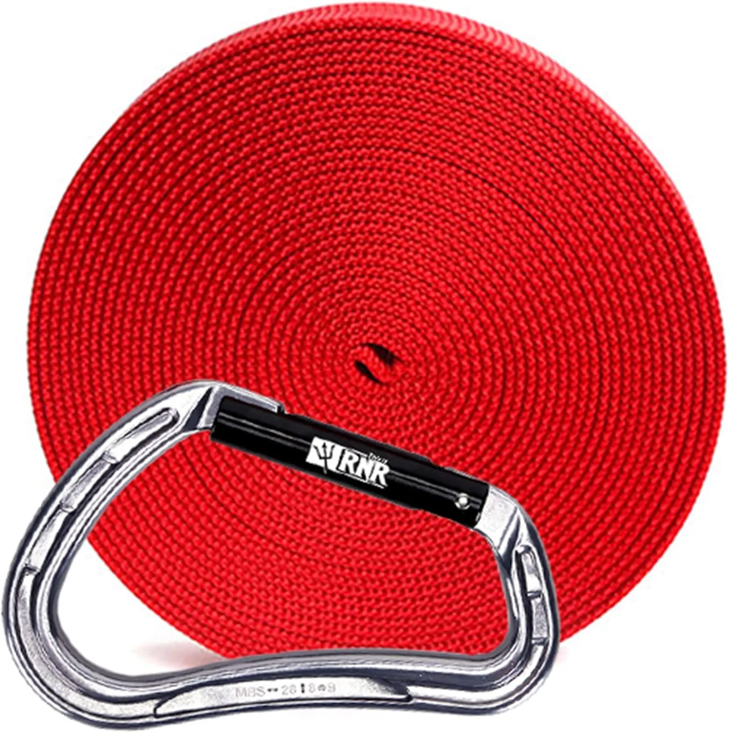 Rock-N-Rescue 20-Foot Webbing and Carabiner Combo - Heavy-Duty Tubular Nylon, Made in USA, Rock Climbing, Firefighter, and Rescue Gear