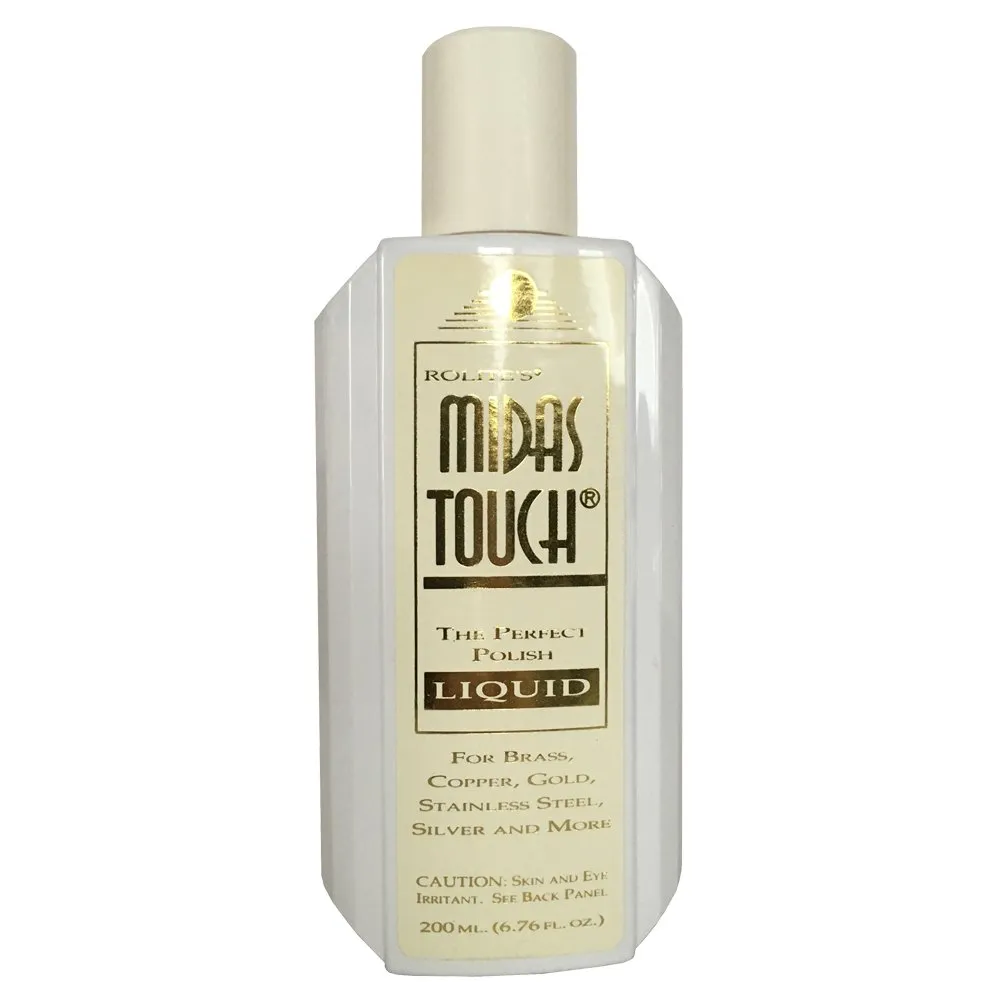 Rolite - MTMPL676z 's Midas Touch Metal Polishing Liquid (6.76 fl. oz.) with Jewelers Rouge for Gold, Brass, Copper, Bronze, Platinum, Pewter, Sterling Silver