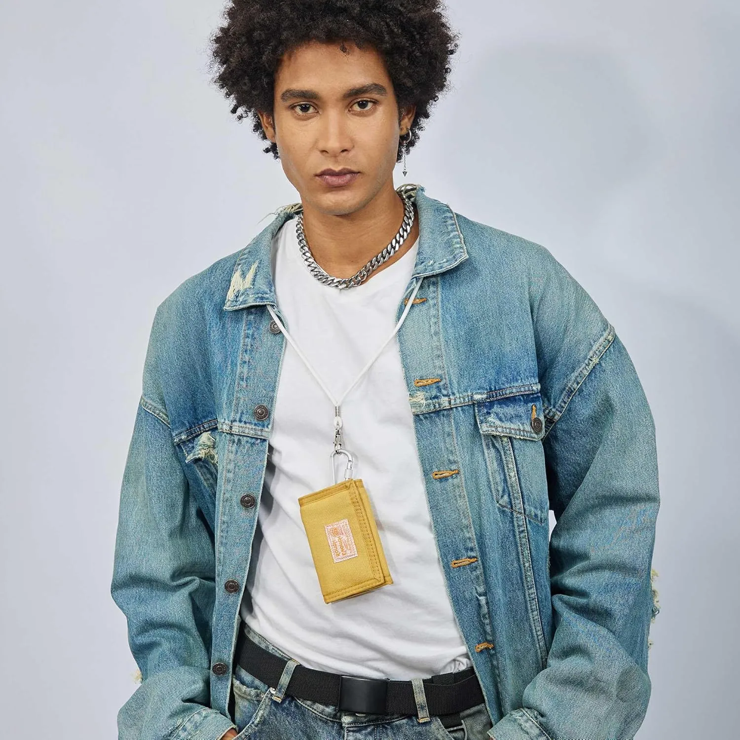 Rough Enough Kids Wallet for Boys Girls Preppy Teen with Neck Lanyard Keychain Canvas Mustard Yellow