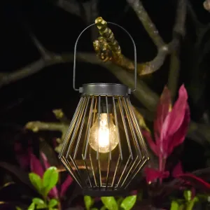 Rynx | Kelvinlux Solar Lantern Outdoor Hanging, Solar-powered Metal Lamp With Handle, Waterproof Wireless Warm Retro Lightbulb Design Lamp For Garden Patio Fence Veranda Decor